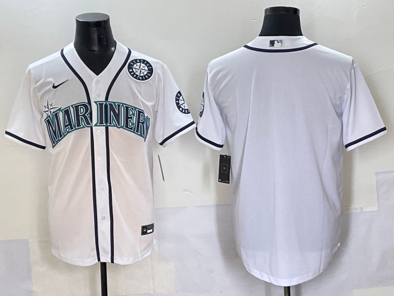 Men 2025 Seattle Mariners Blank White Game Nike MLB Jersey style 4